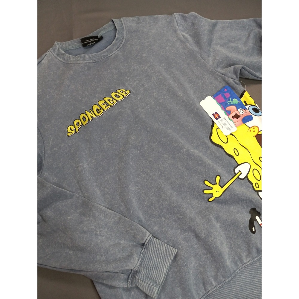SpongeBob SquarePants Mineral Wash Blue Sweatshirt  Size S Nickelodeon NWT